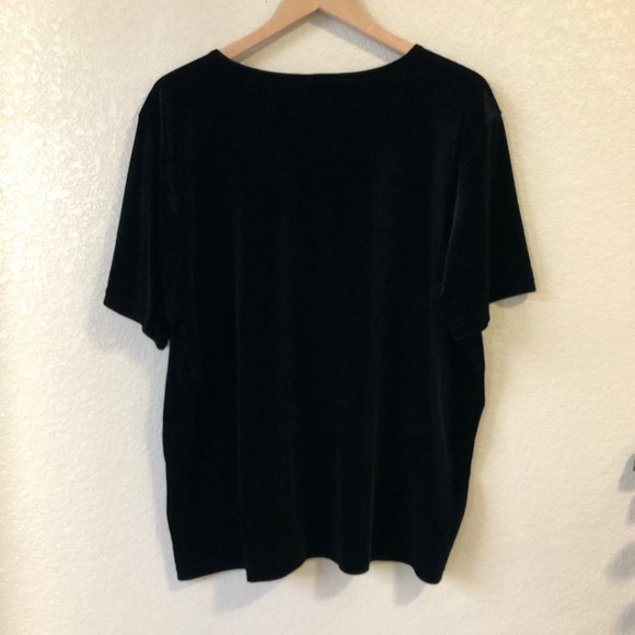 Vintage 90s velvet boxy tee shirt 2x black - Picture 5 of 5